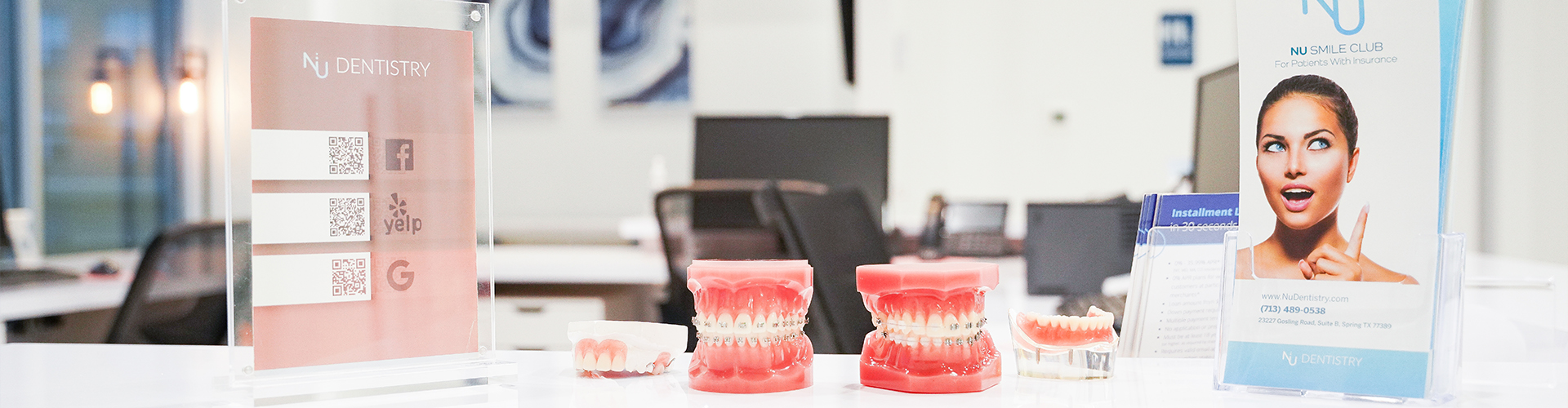Dentures on display at Nu Dentistry office.